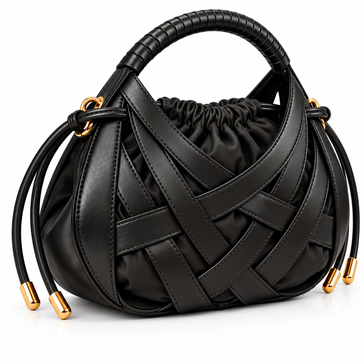 Zaria Woven Handbag – Black