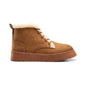 Suede Sherpa Ankle Boots - Camel