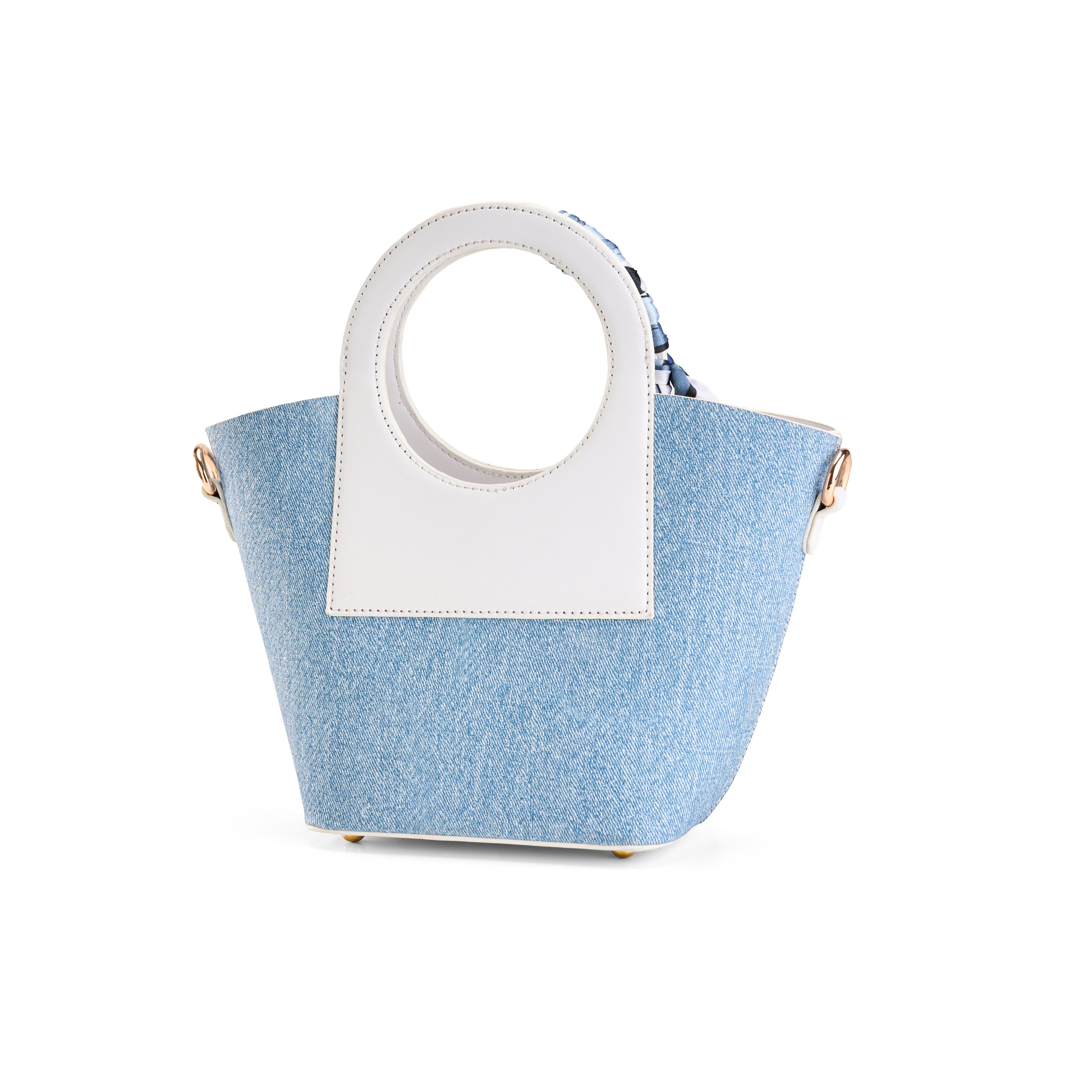 Circular Top Handle Bag - White
