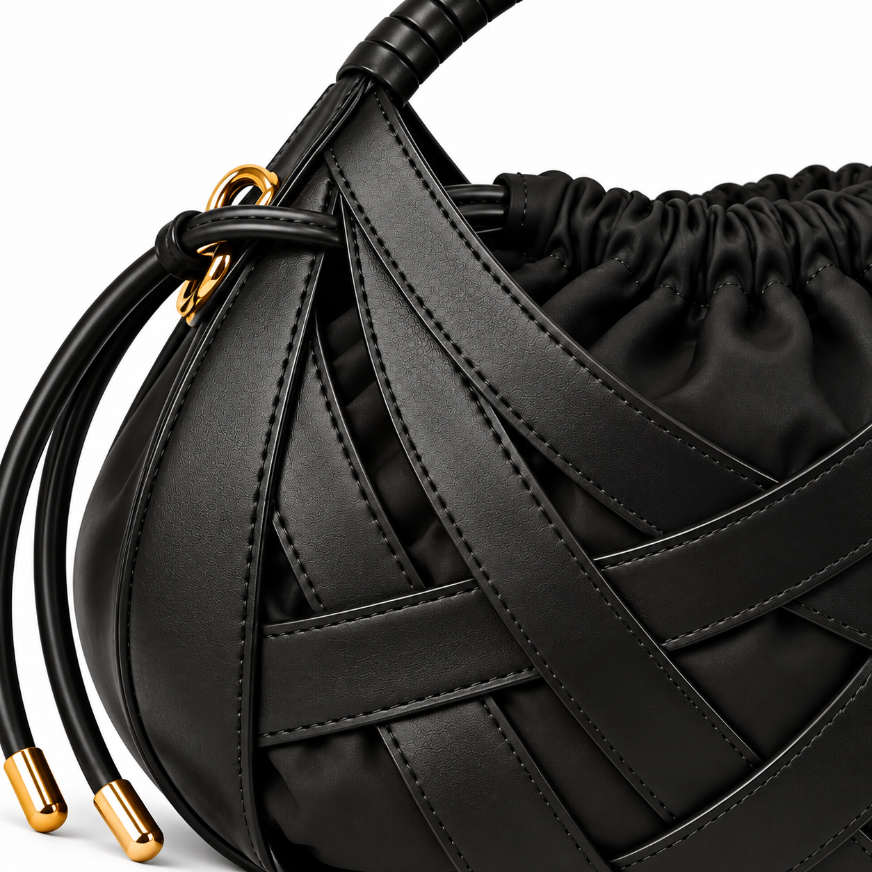 Zaria Woven Handbag – Black