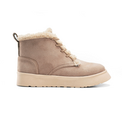 Suede Sherpa Ankle Boots - Cafe