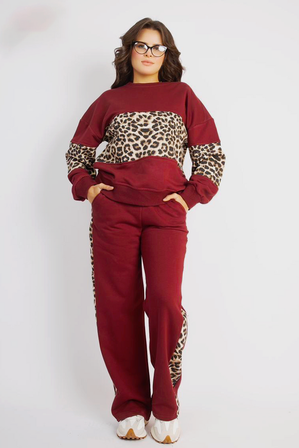 Leopard Luxe Tracksuit - Red