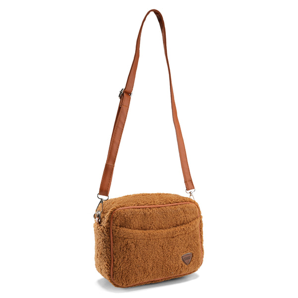 Cozy Luxe: Faux Fur Carry-All Bag - Camel