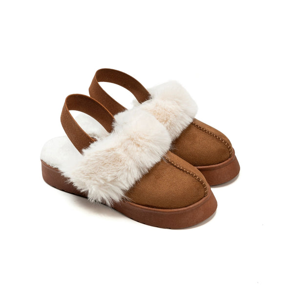 Suede Slingback Clogs - Camel