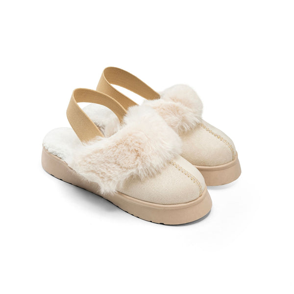 Suede Slingback Clogs - Beige