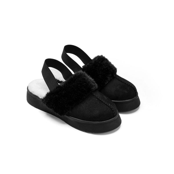 Suede Slingback Clogs - Black