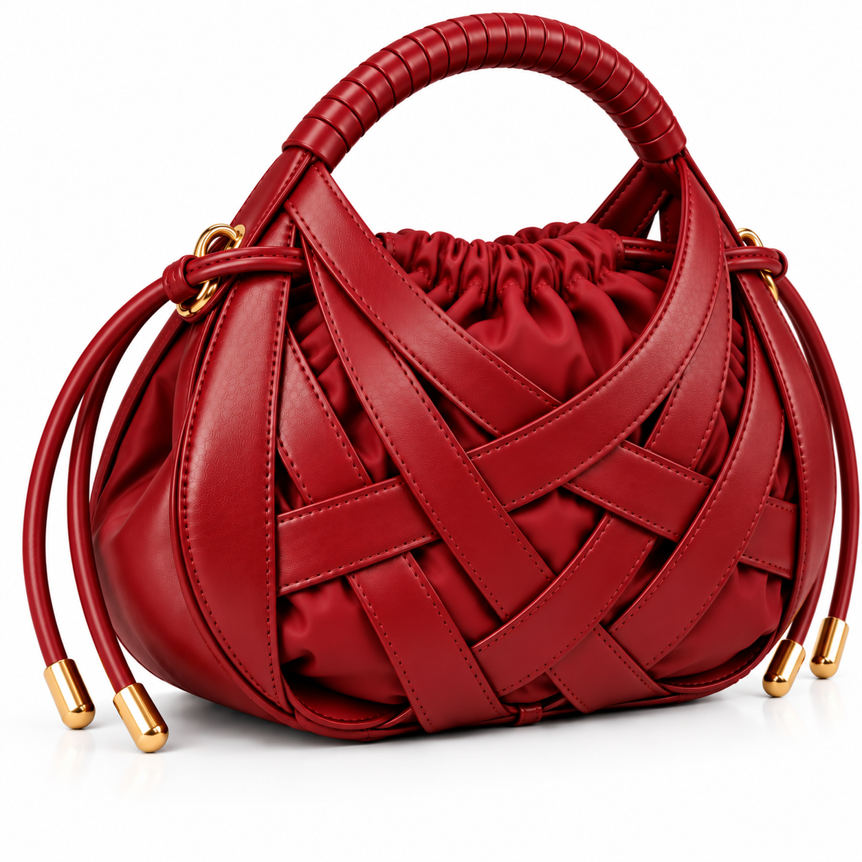Zaria Woven Handbag – Red