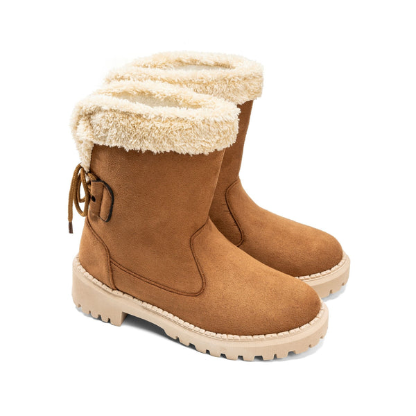 Shearling-lined suede boots - Camel