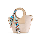 Circular Top Handle Bag - Beige