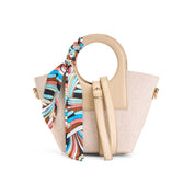 Circular Top Handle Bag - Beige