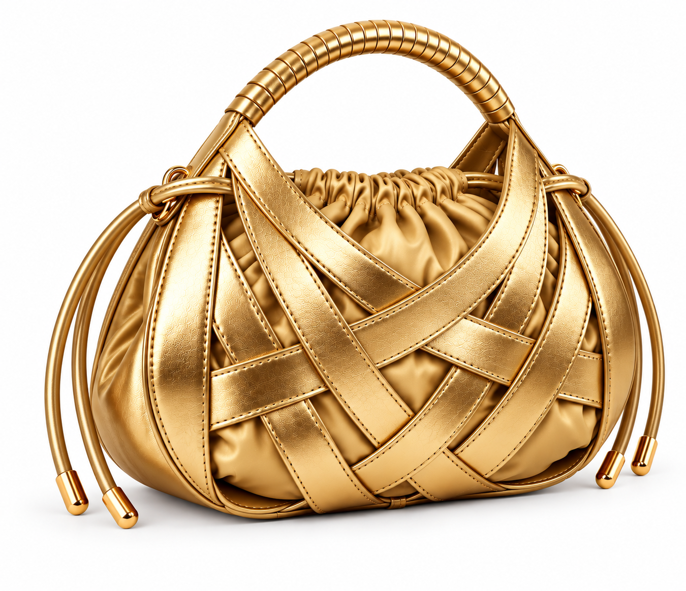 Zaria Woven Handbag – Gold