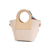 Circular Top Handle Bag - Beige