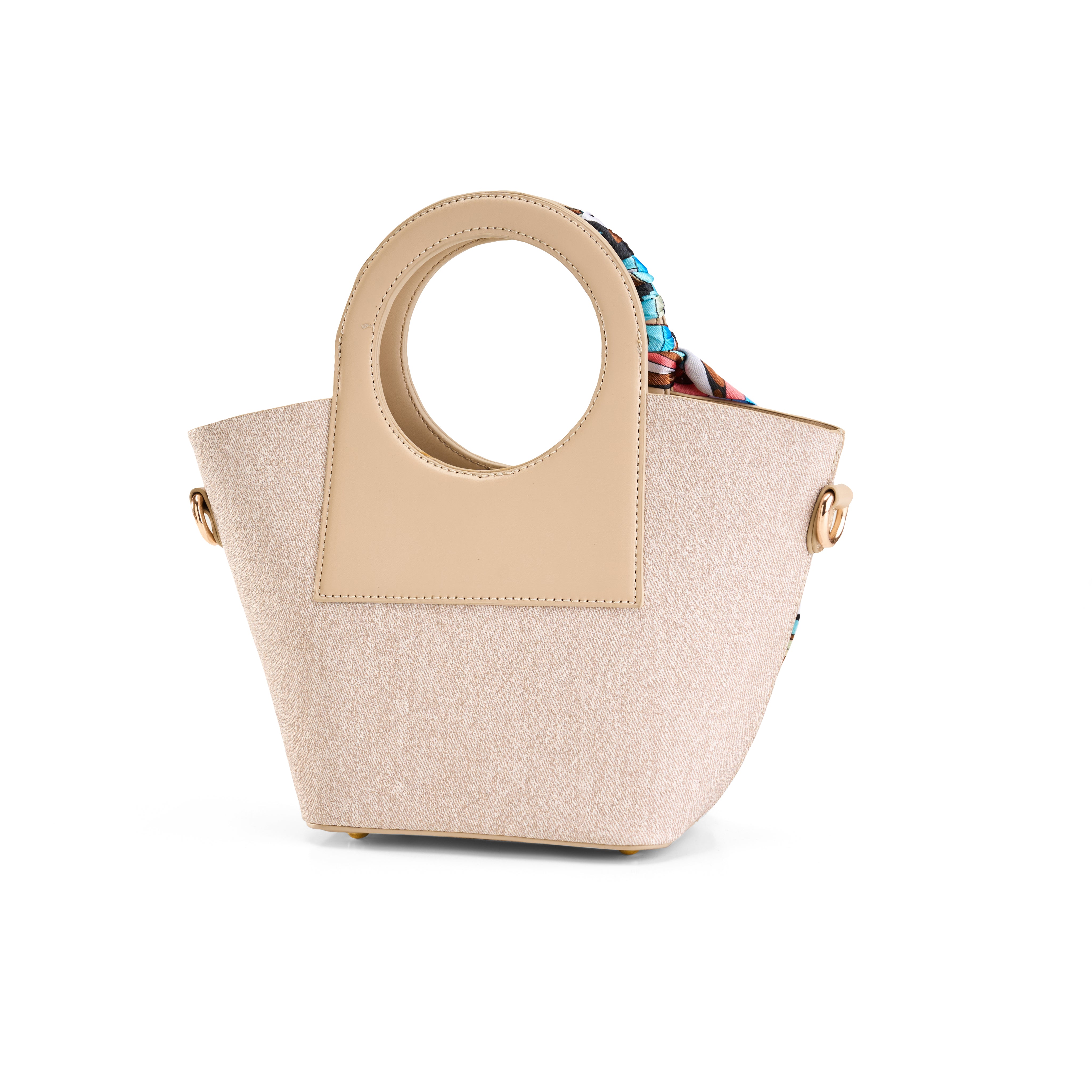 Circular Top Handle Bag - Beige