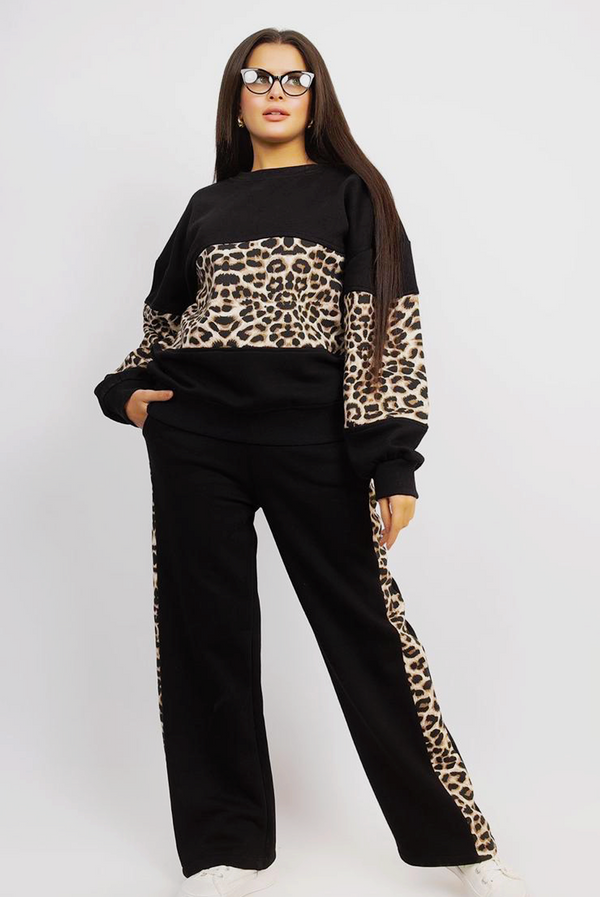 Leopard Luxe Tracksuit - Black