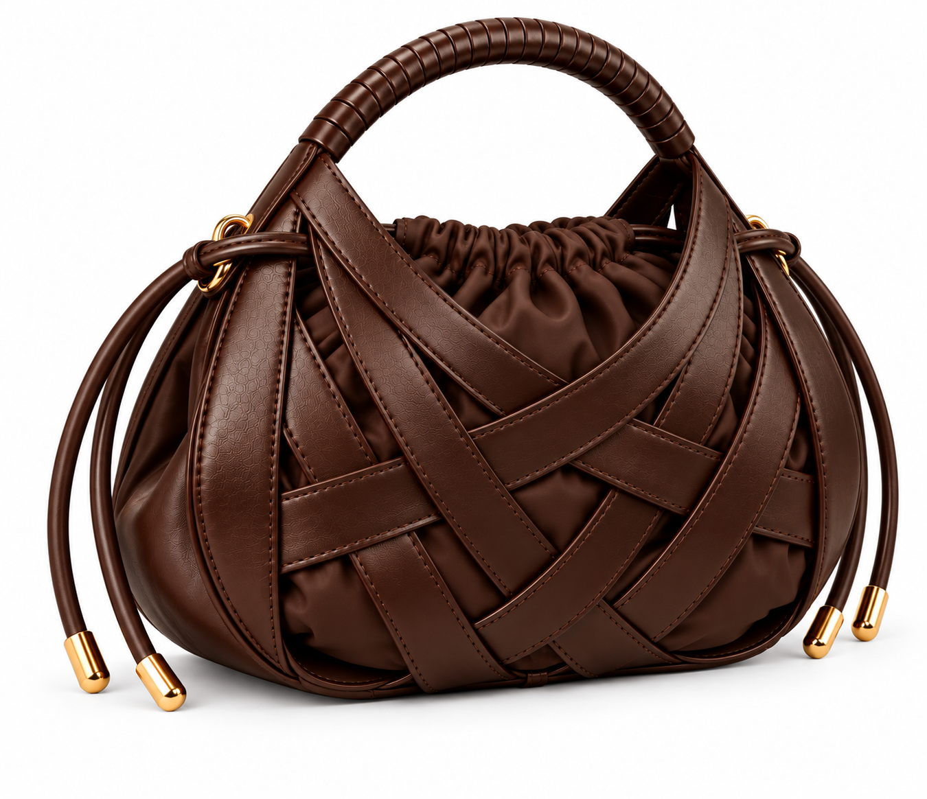 Zaria Woven Handbag – Brown