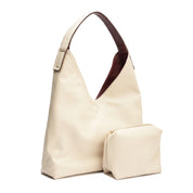 Minimalist Everyday Shoulder Bag - Beige&Maroon
