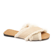  Beige Flat slippers with two wide straps