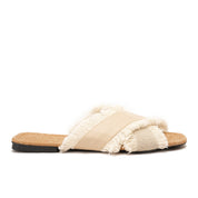  Beige Flat slippers with two wide straps
