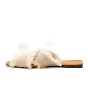  Beige Flat slippers with two wide straps