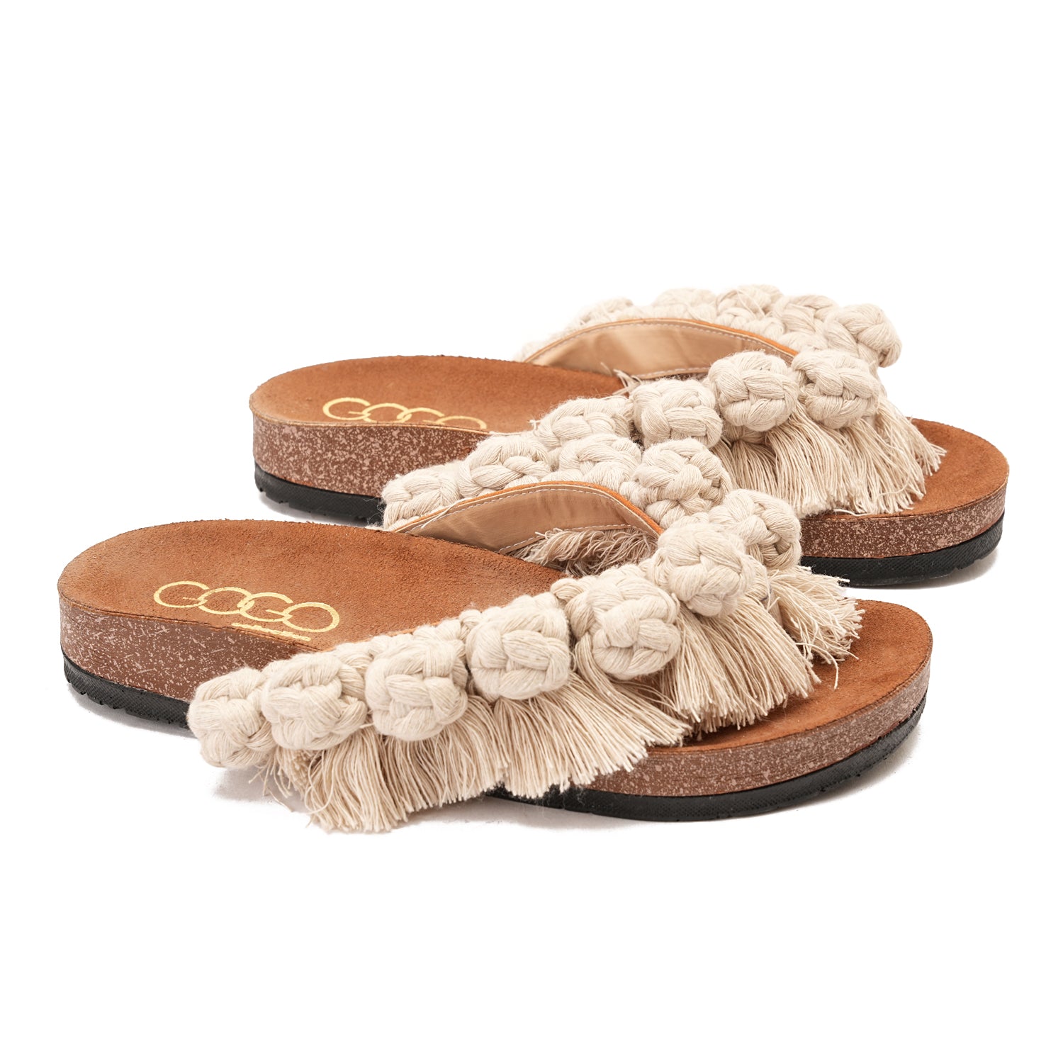 Beige Flip-flops featuring circles