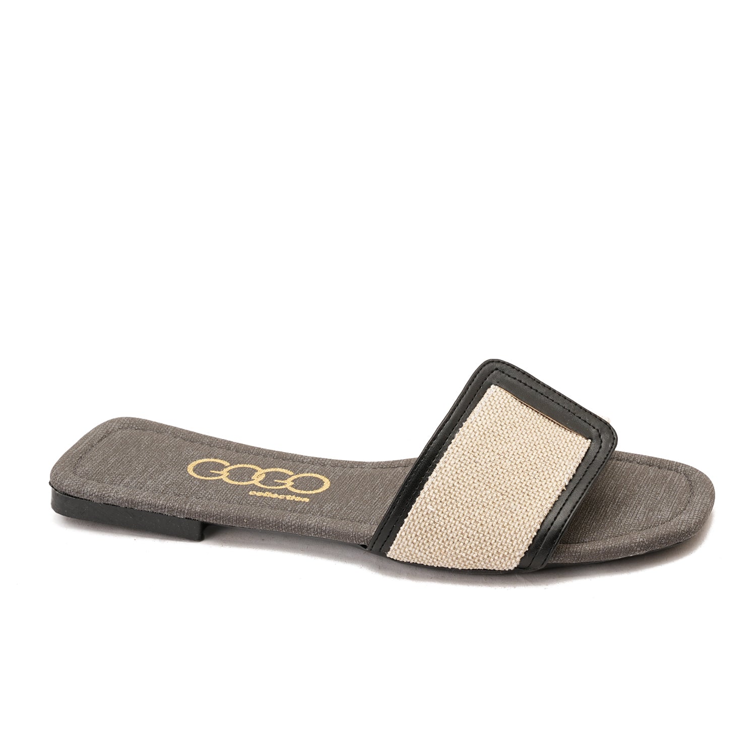 Black Flat slides with wide strap