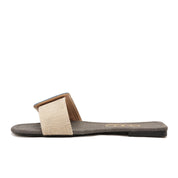 Black Flat slides with wide strap