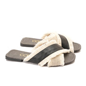 Black Flat slippers with two wide straps