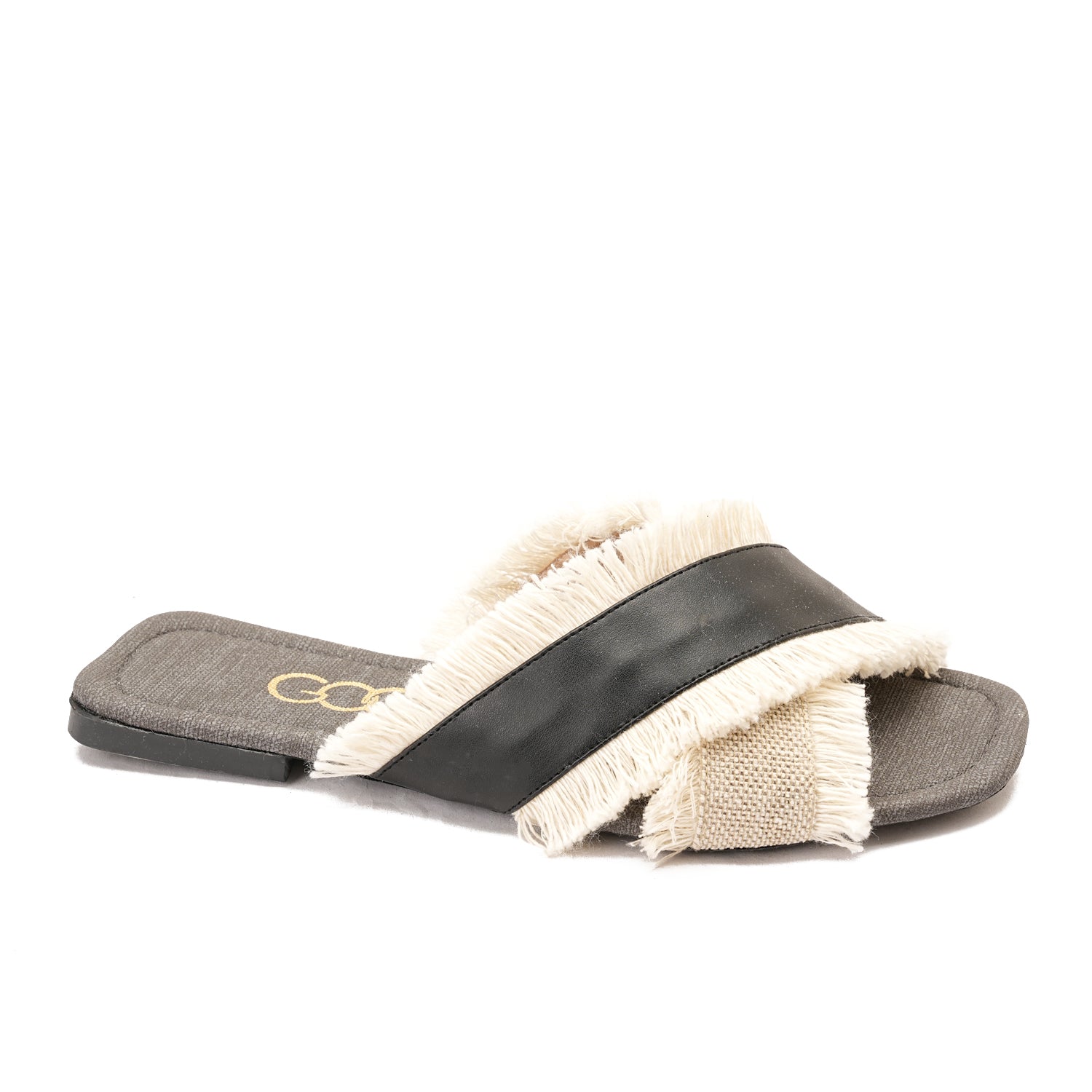 Black Flat slippers with two wide straps