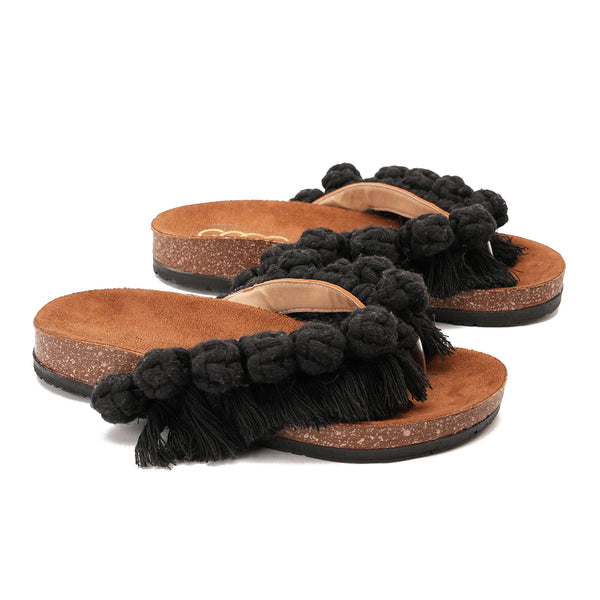 Black Flip-flops featuring circles