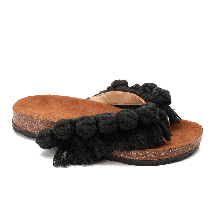 Black Flip-flops featuring circles