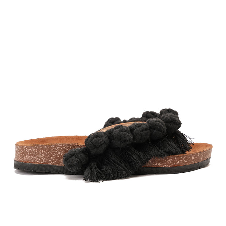 Black Flip-flops featuring circles