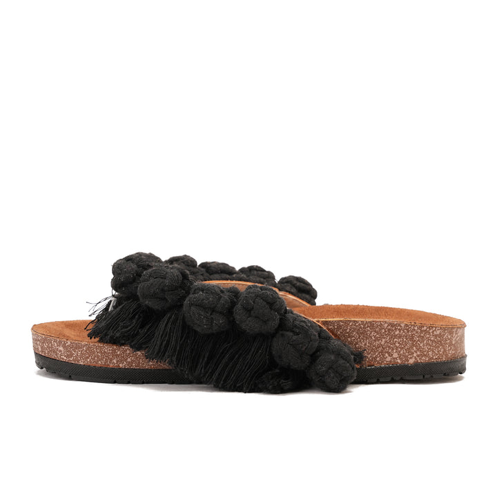 Black Flip-flops featuring circles