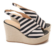 black Women's striped high heel sandal
