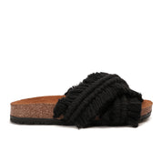 Black slipper handmade with two wide straps