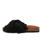 Black slipper handmade with two wide straps