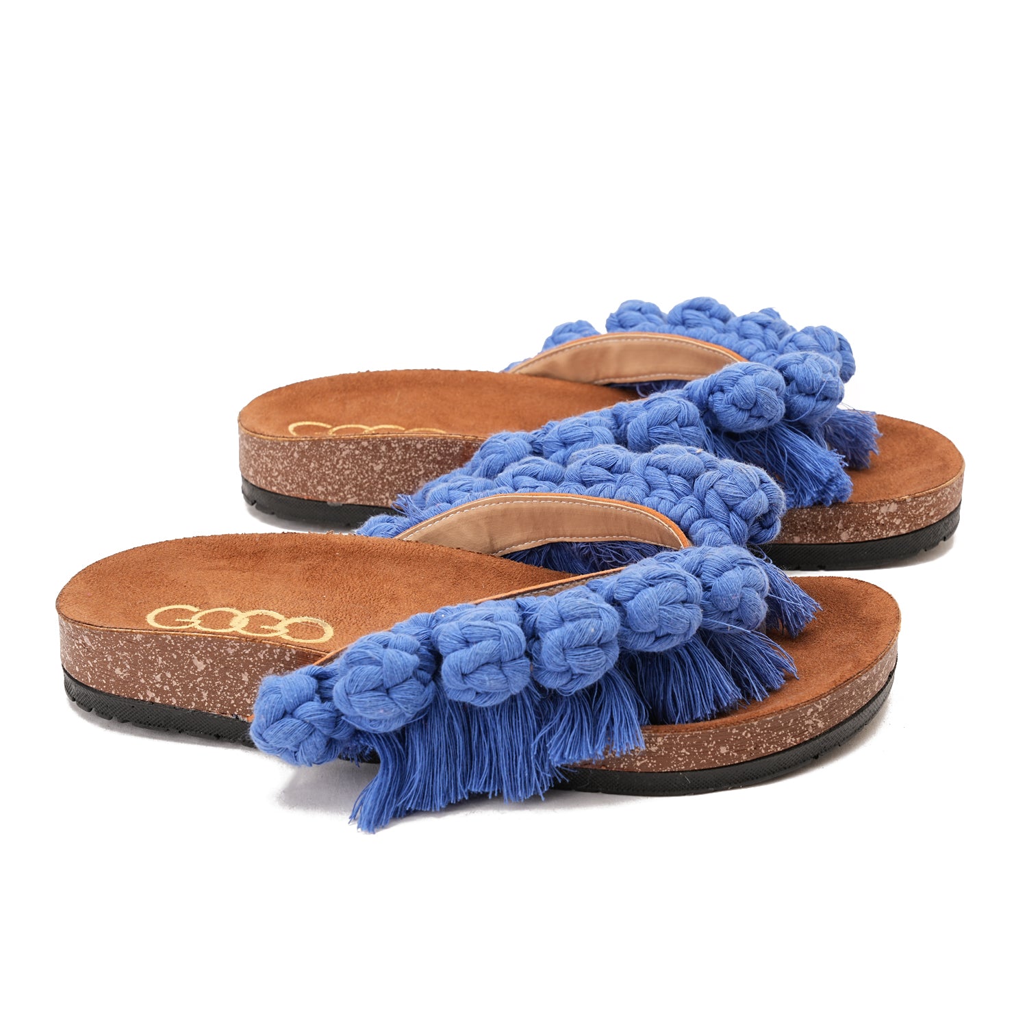 Blue Flip-flops featuring circles