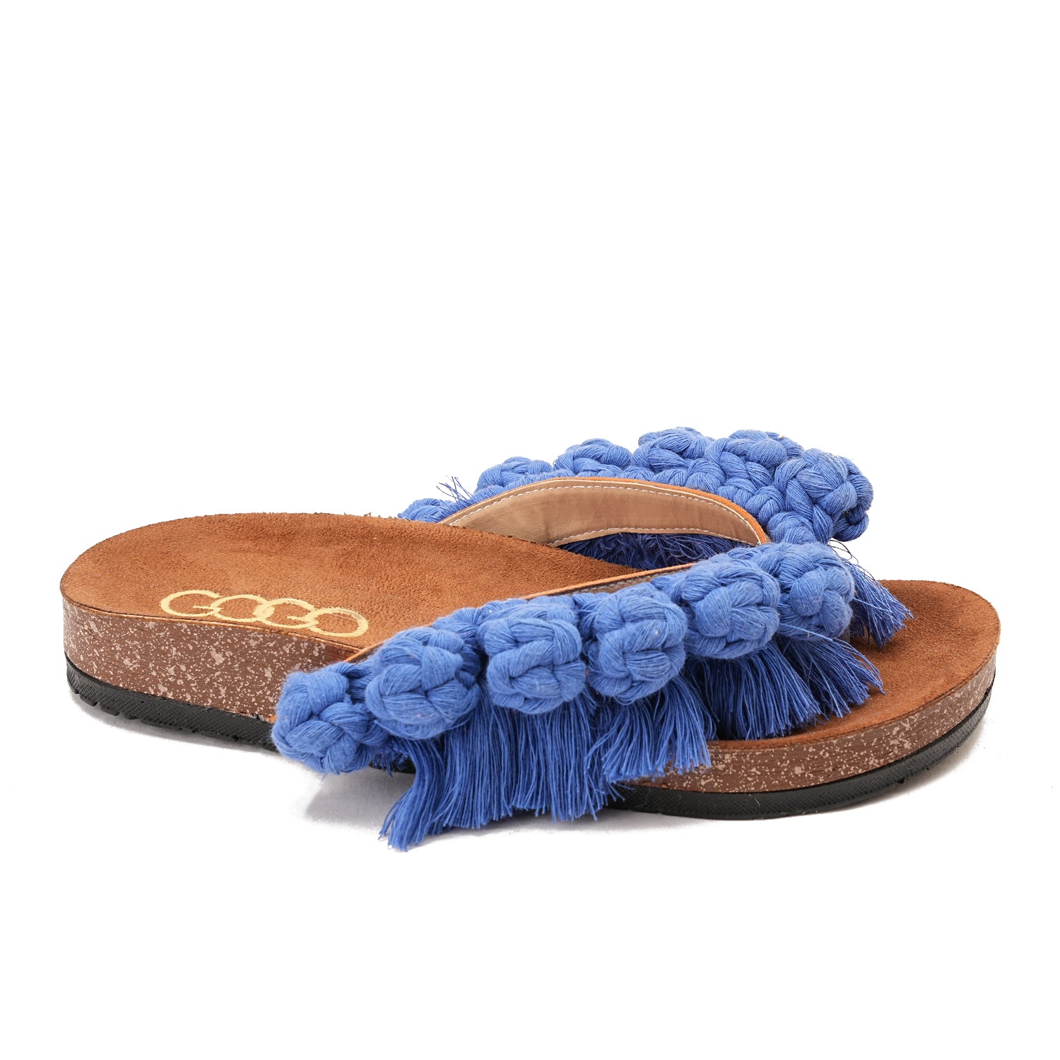 Blue Flip-flops featuring circles