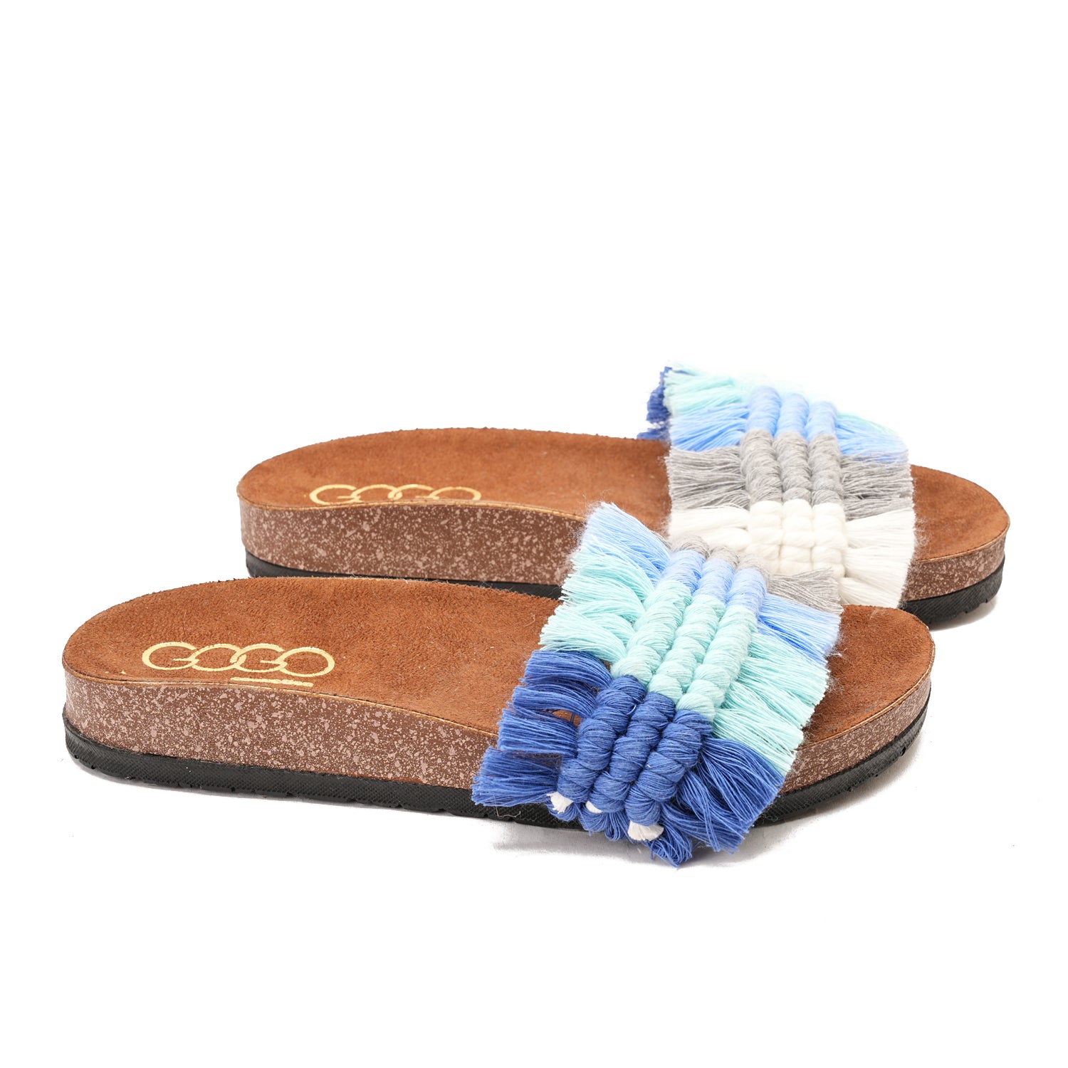 Blue Slippers with braided straps