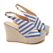 Blue Women's striped high heel sandal