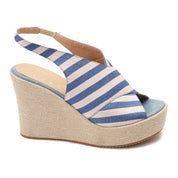 Blue Women's striped high heel sandal