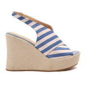 Blue Women's striped high heel sandal