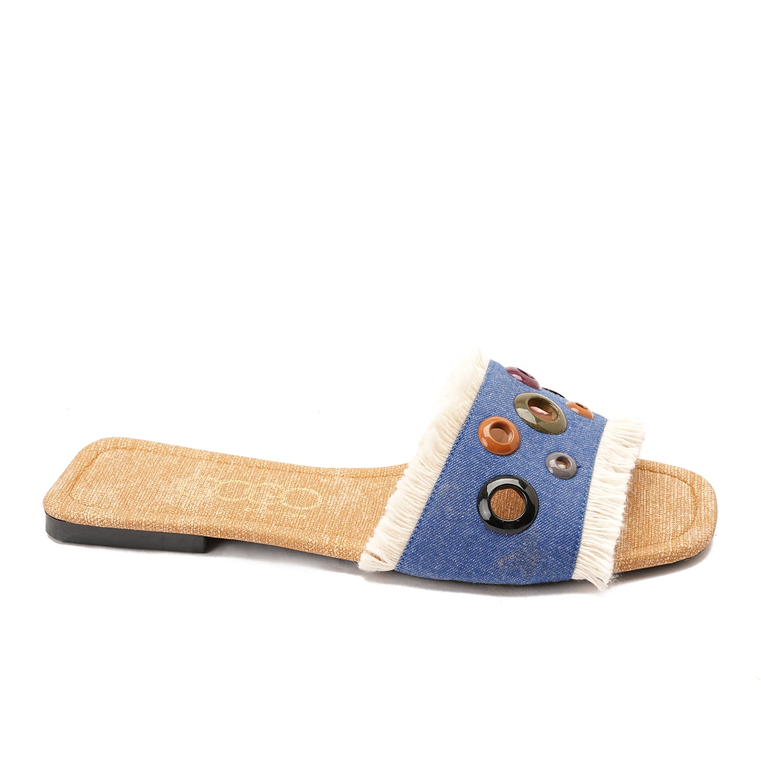 Blue colorful circular flat slipper