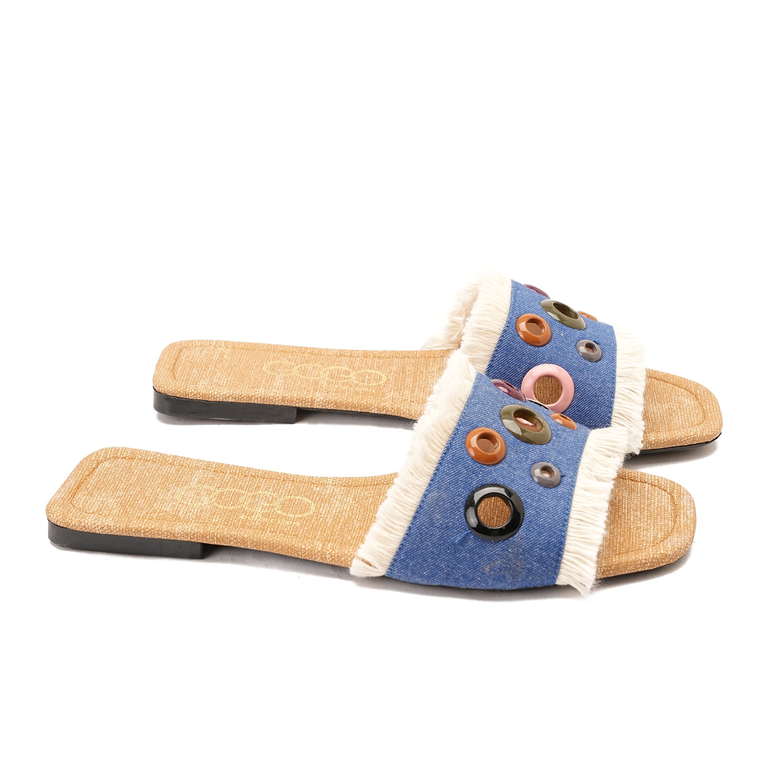 Blue colorful circular flat slipper