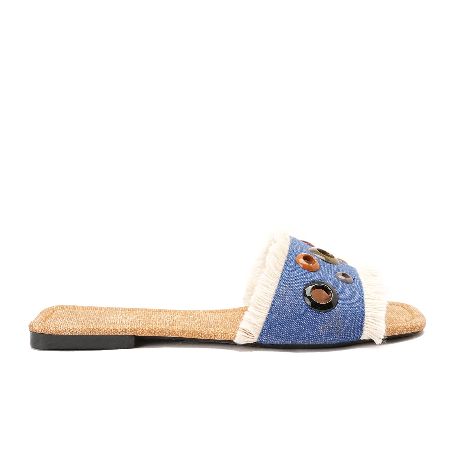 Blue colorful circular flat slipper