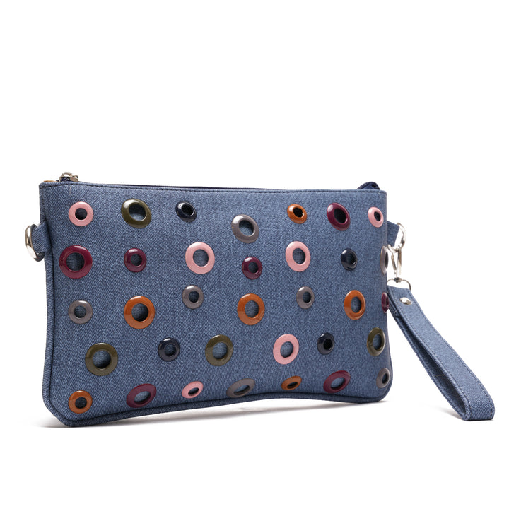 Blue jeans clutch and cross bag