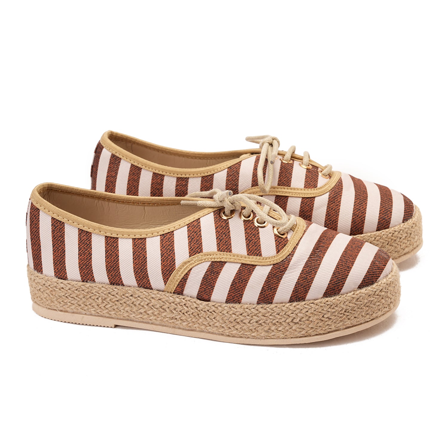 Brown Shoes with a striped design