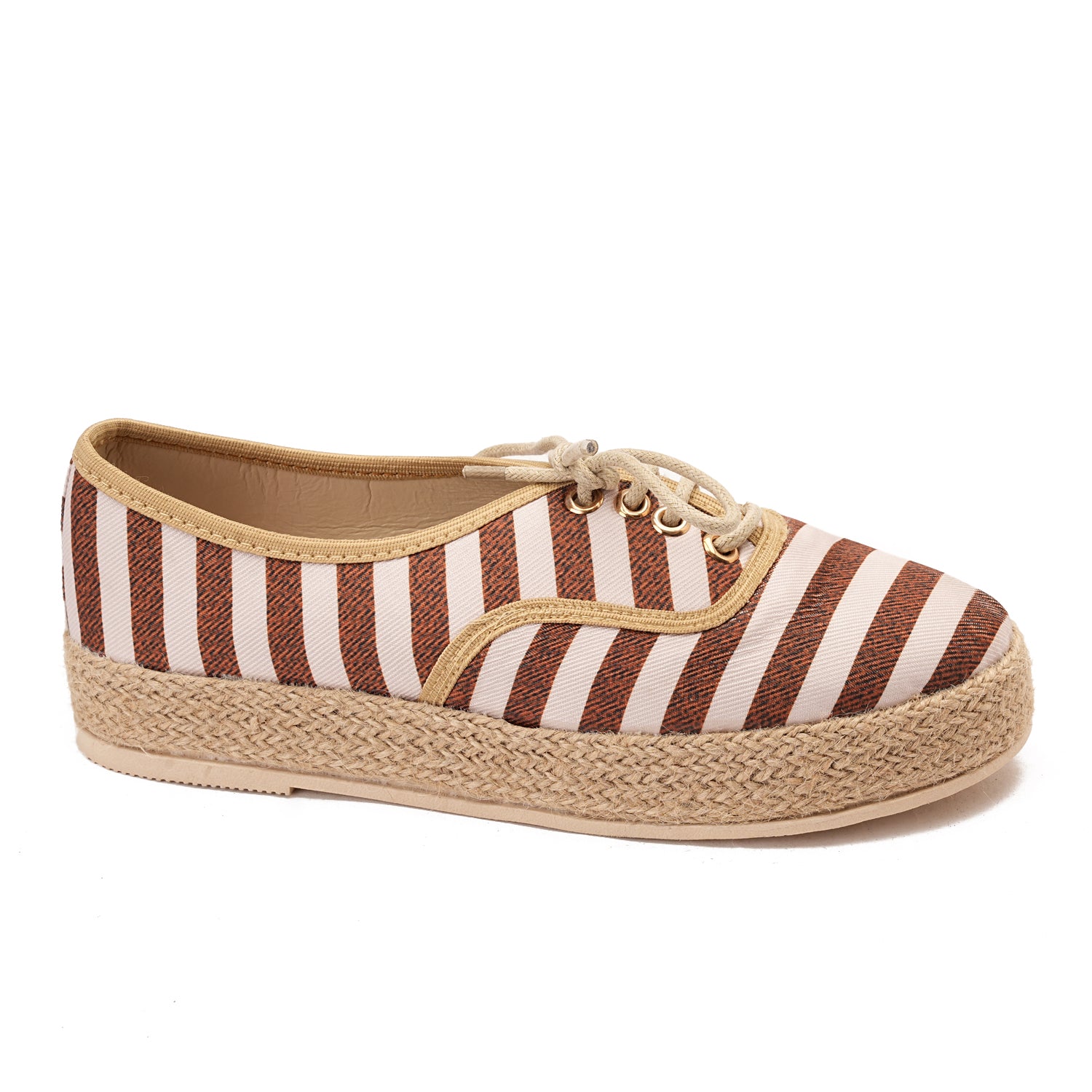 Brown Shoes with a striped design