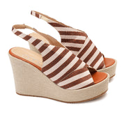 Brown Women's striped high heel sandal