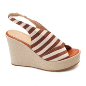 Brown Women's striped high heel sandal