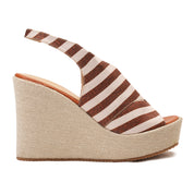 Brown Women's striped high heel sandal